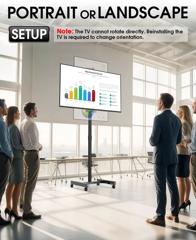Alt view image 2 of 7 - Extra Tall Rolling TV Stand for 13-52 Inch TVs/Screens, Sturdy 50mm Pole 3 Height Adjustable Mobile TV Floor Stand on Wheels up to 88Lbs, Portable TV/Monitor Cart for for Treadmills and Ellipticals