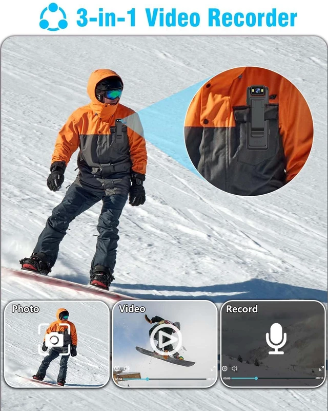 Alt view image 3 of 7 - LAIFUCAM Small Body Camera with Audio and Video Recording 1080P 64G Small Wearable Body Cam with 5-12 hrs Battery Life, 1.3Screen, 180° Rotating for Personal Civilians Use (2025 Black)