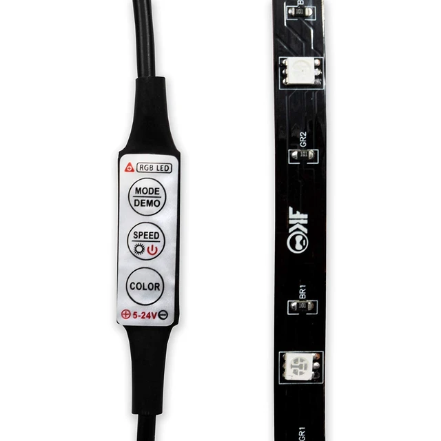 Alt view image 7 of 7 - Gaming Lights: LED Strip Lights, USB Powered with Controller, 3M Adhesive for TV, Console, PC, Wall (12 Ft)