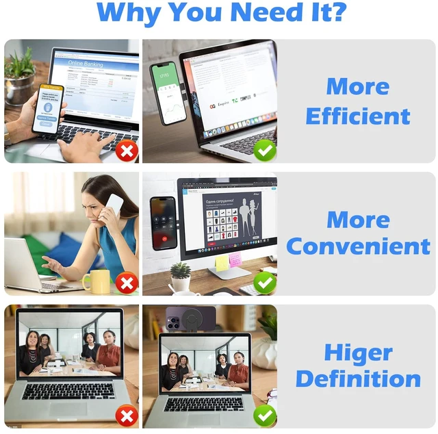 Alt view image 5 of 7 - Magnetic Phone Mount Holder for Laptop MacBook Monitor, Adjustable Stand for iOS 16 / macOS 13 Ventura with Magsafe, Slim Portable Side Screen Computer Expansion Bracket for iPhone, Black