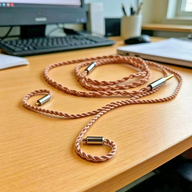 Alt view image 3 of 6 - 4N Monocrystalline Copper Silver Plated Earphone Cable,MMCX Connector Detachable Earphone Cord Compatible with Shure 846 535 215 315 K5 LZA4 TIN T2 PRO T3 Plus 4.2ft 4.4mm