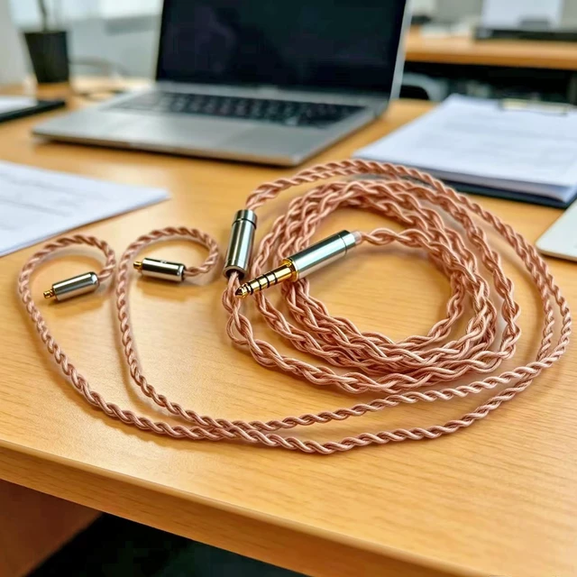 Alt view image 4 of 6 - 4N Monocrystalline Copper Silver Plated Earphone Cable,MMCX Connector Detachable Earphone Cord Compatible with Shure 846 535 215 315 K5 LZA4 TIN T2 PRO T3 Plus 4.2ft 4.4mm