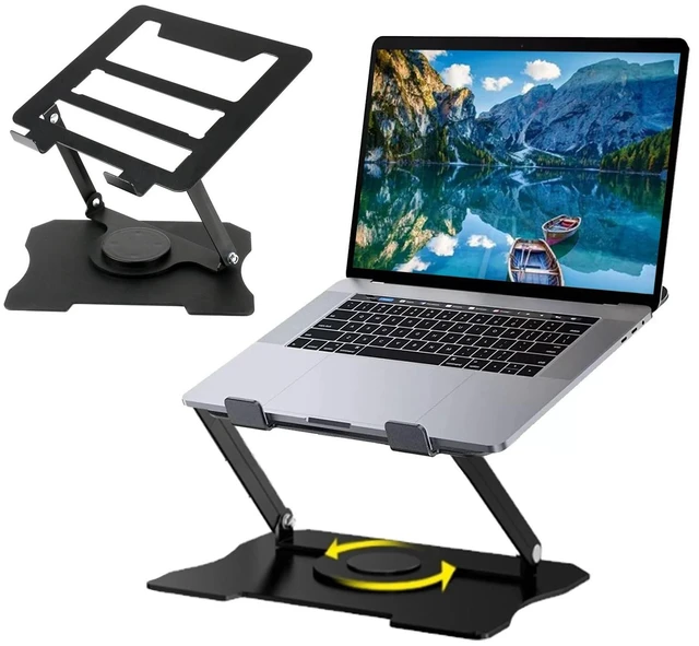 Main image of Adjustable Laptop Stand, Portable 360° Rotating & Foldable Metal Laptop Riser, Collapsible Travel Laptop Stand for 10-16" Notebooks, Ergonomic Laptop Holder