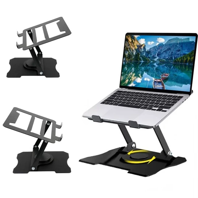 Alt view image 4 of 7 - Adjustable Laptop Stand, Portable 360° Rotating & Foldable Metal Laptop Riser, Collapsible Travel Laptop Stand for 10-16" Notebooks, Ergonomic Laptop Holder