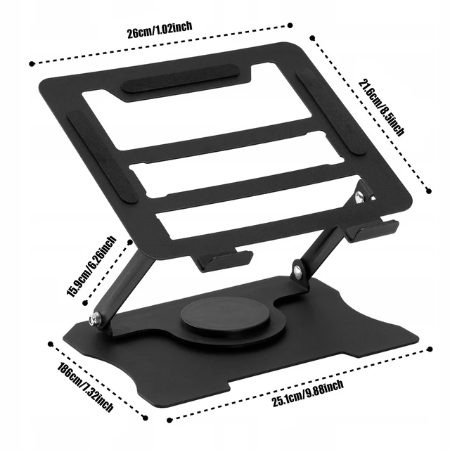 Alt view image 5 of 7 - Adjustable Laptop Stand, Portable 360° Rotating & Foldable Metal Laptop Riser, Collapsible Travel Laptop Stand for 10-16" Notebooks, Ergonomic Laptop Holder