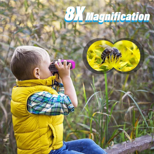 Alt view image 2 of 7 - VNVDFLM Binoculars Toys for Children,Birthday Gifts for 4-9 Years Old Boys for Outdoor Play,5-12 Years Old Girls Presents,Best Gift for Kids Hunting,Learning (Pink)