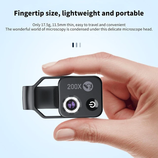 Alt view image 2 of 7 - APL-MS002 200x Phone Microscope, Mini Pocket Microscope with 6 LED Light Guides, 2 Levels Brightness Adjustment, Magnification Camera Macro Lens Kit with CPL