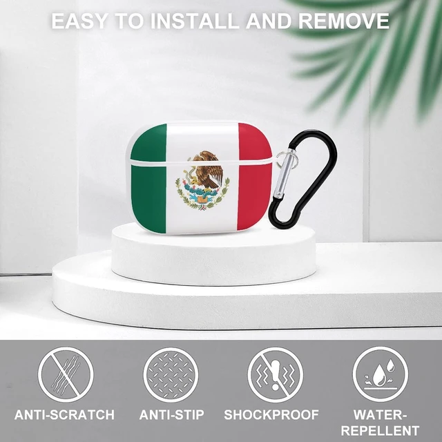 Alt view image 3 of 5 - Mexico Flag Pattern Compatible with Airpods Pro Case Cover with Keychain Headphone Cover Unisex Shockproof Protective Wireless Charging Headset Accessories