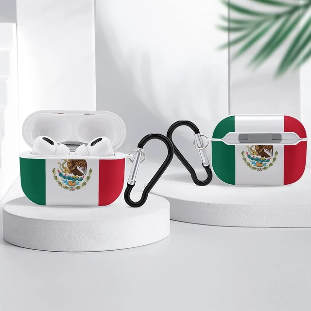 Alt view image 4 of 5 - Mexico Flag Pattern Compatible with Airpods Pro Case Cover with Keychain Headphone Cover Unisex Shockproof Protective Wireless Charging Headset Accessories