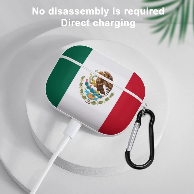 Alt view image 5 of 5 - Mexico Flag Pattern Compatible with Airpods Pro Case Cover with Keychain Headphone Cover Unisex Shockproof Protective Wireless Charging Headset Accessories