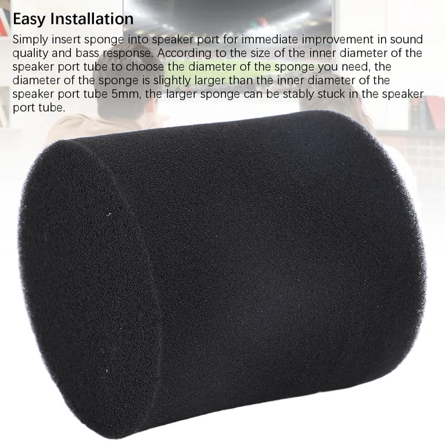 Alt view image 6 of 7 - 2PCS Speaker Port Tube Sponge, Subwoofer Cabinet Port Sponge Plug, Diameter 110mm, Height 80mm, for Portable Speaker Home Loudspeaker
