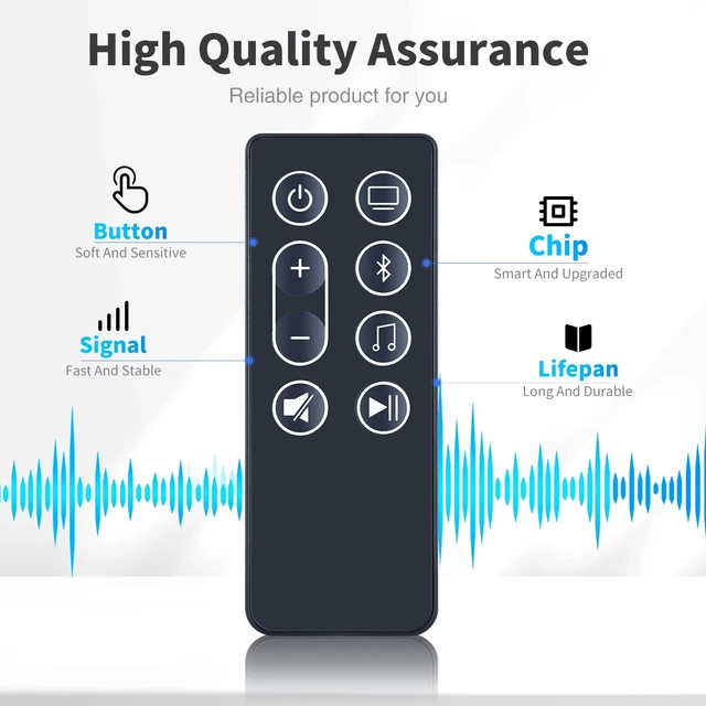 Alt view image 2 of 7 - Replacement Remote Control for Bose Smart Soundbar 300with Battery for 892079-1100 843299-1100