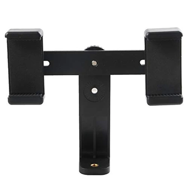 Alt view image 5 of 7 - Dual Device Tripod, Monopole, Hand-Grip Mount Adapter for Live Video and Photography with Multiple Devices. Compatible with Most Smartphones: iPhone, Samsung Galaxy, Android, Google, etc