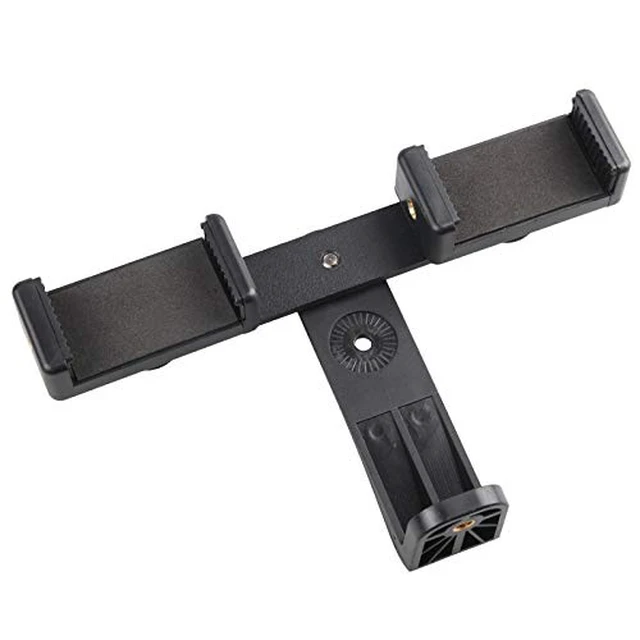 Alt view image 4 of 7 - Dual Device Tripod, Monopole, Hand-Grip Mount Adapter for Live Video and Photography with Multiple Devices. Compatible with Most Smartphones: iPhone, Samsung Galaxy, Android, Google, etc