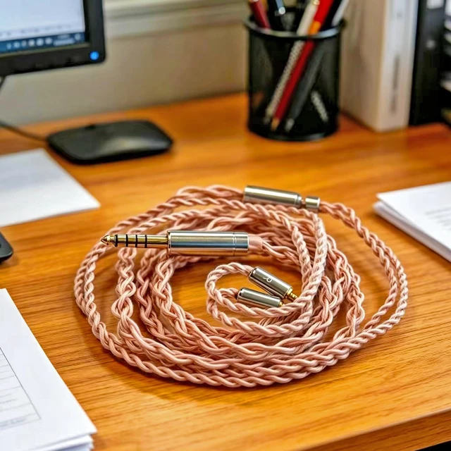 Alt view image 2 of 6 - 4N Monocrystalline Copper Silver Plated Earphone Cable,MMCX Connector Detachable Earphone Cord Compatible with Shure 846 535 215 315 K5 LZA4 TIN T2 PRO T3 Plus 4.2ft 4.4mm