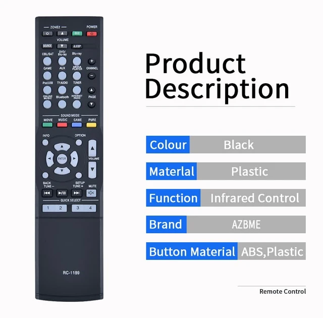 Alt view image 4 of 4 - RC-1189 Replacement Remote Control for Denon AVR-S700W AVR-S700 AVR-S710W AVR-S720W AVR-X1100W AVR-X1200W AVR-X1300W AVR-S710 AVR-S720 AVR-X1100 AVR-X1200 AVR-X1300 AV Receiver