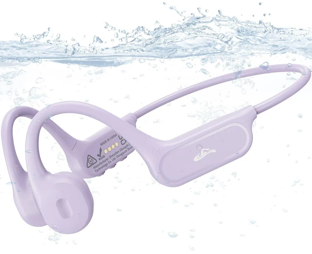 Main image of Swimming Headphones, Bone Conduction Headphones Bluetooth 6.1, IP68 Waterproof Swimming Headphone Underwater, Wireless Sport Open Earphones with MP3 Mode 8GB Memory for Running, Surfing, Purple