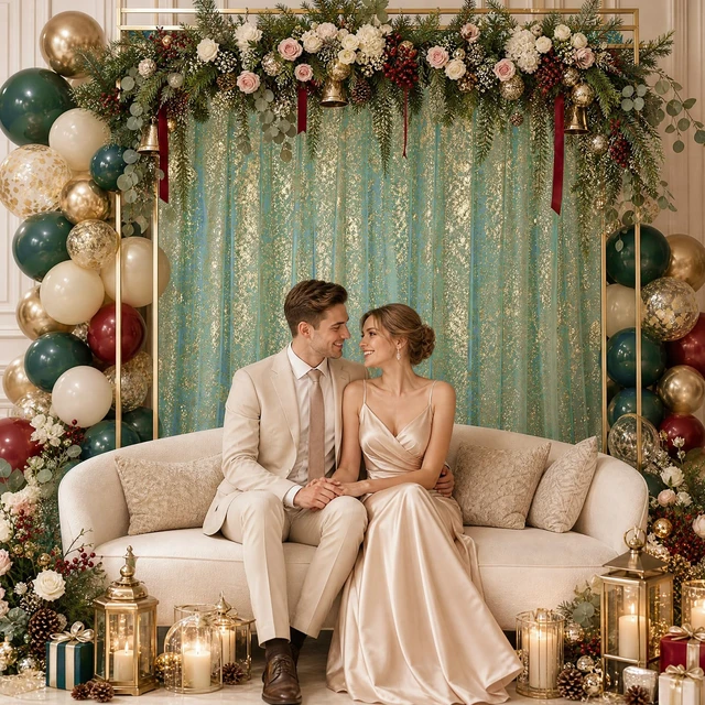 Alt view image 5 of 7 - Green Tulle Backdrop Curtains with Gold Foil 15x8ft Sheer Curtain 3 Panels Gold Foil Finish Green Backdrop Curtain Shimmer Backdrop Cloth, Glitter Backdrop Drapes for Green Themed Party