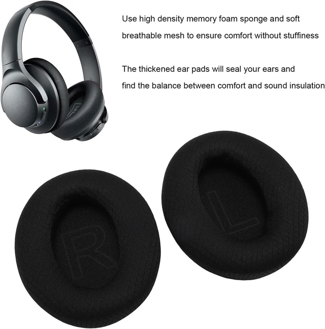 Alt view image 5 of 7 - Headphone Earpads:Soft Breathable Mesh Fabric Memory Foam,for Anker Soundcore Life Q20 Q20 BT Q20+ Q20I,Comfortable and Durable