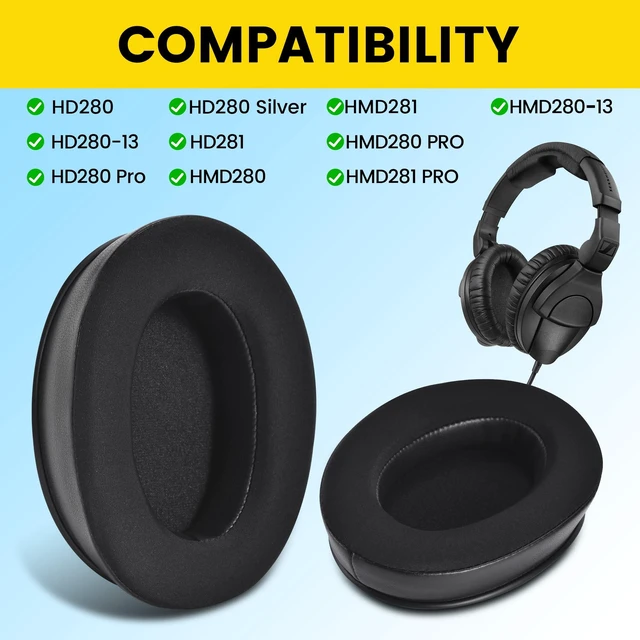 Alt view image 2 of 7 - Cooling Gel Earpads for Sennheiser HD280 (Pro), Black Also for HD280/HD280-13/HD280-Pro/HD281, HMD280/HMD280 Pro/HMD280-13/HMD281/HMD281 Pro Headphones
