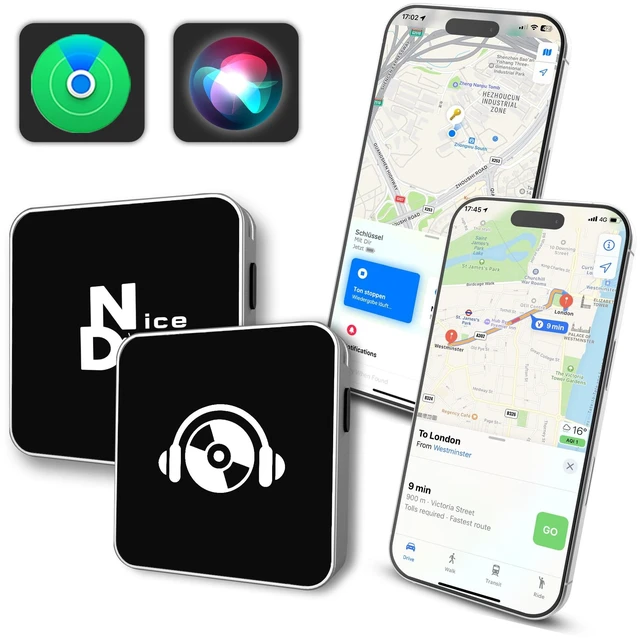 Main image of Ultra-Mini Air Tag Rechargeable Key Finder (iOS Only) Smart Bluetooth GPS Tracker for Keys, Luggage, Backpack Works with Apple Find My (Apple MFi Certified) IP65 Waterproof -2 Pcs