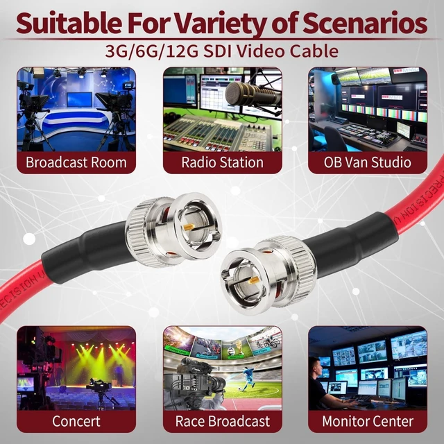 Alt view image 4 of 7 - SDI Cable 15FT HD-SDI 3G-SDI 6G-SDI BNC to BNC Digital Video Cable belden 1694a High-Speed Signal Transmission, Low Signal Loss for Broadcast, Studio, Surveillance & HD Video Systems