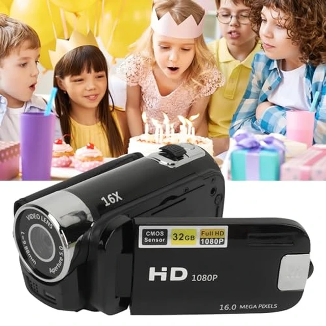 Alt view image 6 of 7 - 16MP Digital Camera, 2.4 1080P 16X Zoom Rotatable Screen Camcorder with Fill Light, Video Vlogging USB Camera for Travel, Wedding, Campus Records, etc. (Black)