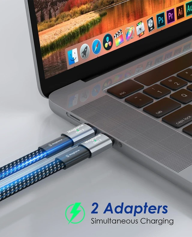 Alt view image 5 of 7 - Gen 2 Magnetic USB C Adapter 240W 24Pin, 2Pack Dual-Use USB C Extender 4K USBC Magnetic Adapter Straight Up to 40Gbps, 4K Display, Port Guard for iPhone 18 17 Series, Laptop, Steam Deck, USB 4 Device