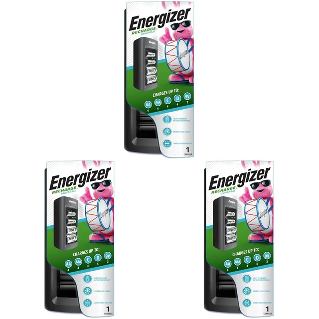 Main image of Recharge Universal Charger for NiMH Rechargeable AA, AAA, C, D, and 9V Batteries, 1 Count (Pack of 3)