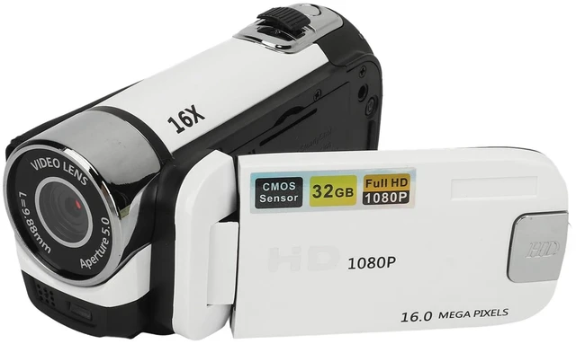 Main image of 16MP Digital Camera, 2.4 1080P 16X Zoom Rotatable Screen Camcorder with Fill Light, Video Vlogging USB Camera for Travel, Wedding, Campus Records, etc. (White)
