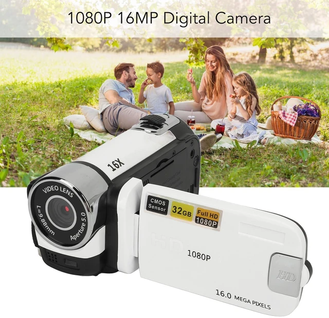 Alt view image 3 of 7 - 16MP Digital Camera, 2.4 1080P 16X Zoom Rotatable Screen Camcorder with Fill Light, Video Vlogging USB Camera for Travel, Wedding, Campus Records, etc. (White)