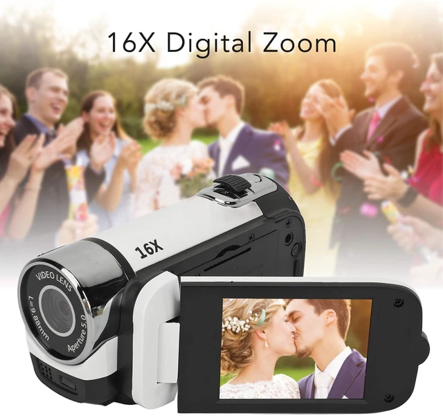 Alt view image 5 of 7 - 16MP Digital Camera, 2.4 1080P 16X Zoom Rotatable Screen Camcorder with Fill Light, Video Vlogging USB Camera for Travel, Wedding, Campus Records, etc. (White)