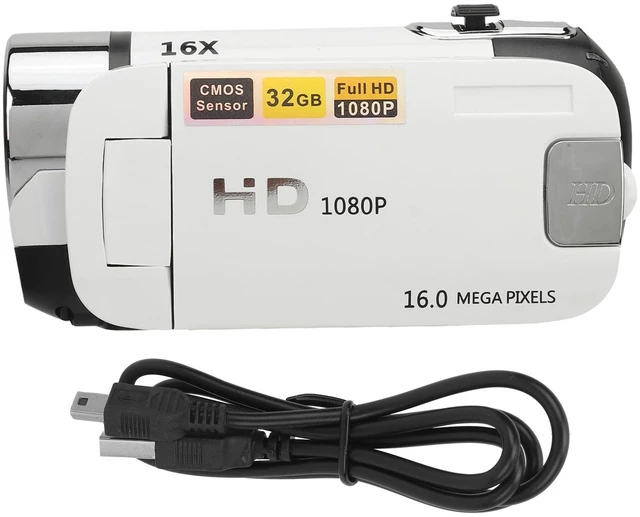 Alt view image 7 of 7 - 16MP Digital Camera, 2.4 1080P 16X Zoom Rotatable Screen Camcorder with Fill Light, Video Vlogging USB Camera for Travel, Wedding, Campus Records, etc. (White)