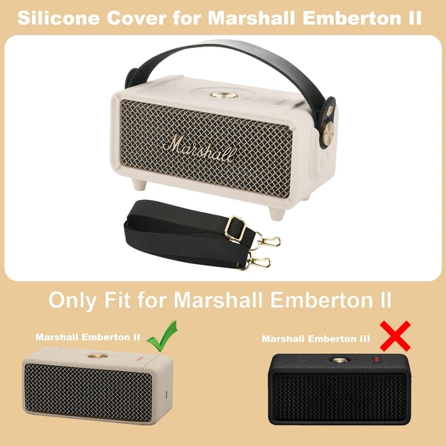 Alt view image 3 of 7 - Silicone Cover Case for Marshall Emberton II Speaker, Protective Skin Cover Travel Carrying Case Replacement Speaker Sleeve with Handle Strap and Shoulder Strap (Case Only)(Cream)