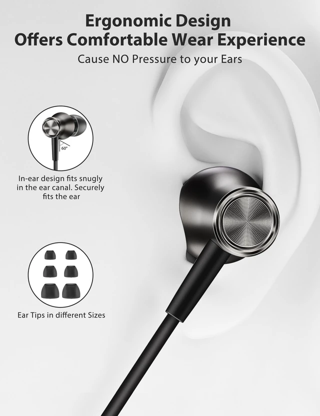 Alt view image 5 of 7 - USB C Wired Earbuds Right Angle in Ear Headphones Mic Metal Black USB C In Ear Magnetic Headphone Stereo Remote Control Corded Type C Earphones for iPhone 18 Pro Galaxy S26 S25 for iPad Pro