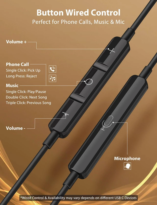 Alt view image 6 of 7 - USB C Wired Earbuds Right Angle in Ear Headphones Mic Metal Black USB C In Ear Magnetic Headphone Stereo Remote Control Corded Type C Earphones for iPhone 18 Pro Galaxy S26 S25 for iPad Pro