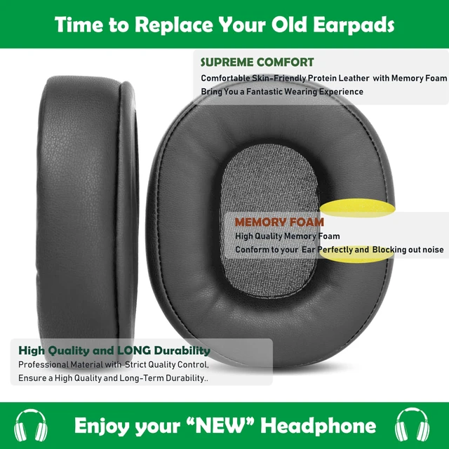 Alt view image 5 of 6 - Premium Replacement Earpads Cushions Compatible with Pioneer SE-MS5T MS7BT MS9BN Headset Ear Pads with Softer Protein Leather and Memory Foam