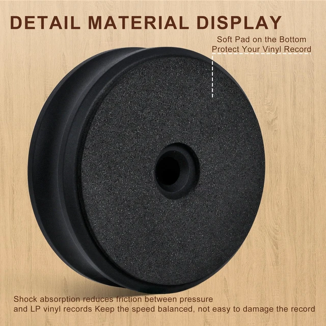 Alt view image 3 of 7 - Record Weight Stabilizer for Turntables, Black Aluminum Low-profile aluminum body rests over the center spindle to help reduce record vibration and support steadier playback