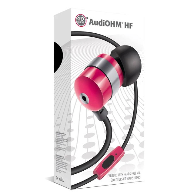 Alt view image 2 of 7 - AudiOHM HF Earbud Headphones with Mic, Deep Bass, & Comfortable Ear Gels (Red) in-Ear Earphones Featuring Noise Isolating Design, Durable Alloy Driver Housing, Ergonomic Angled Fit