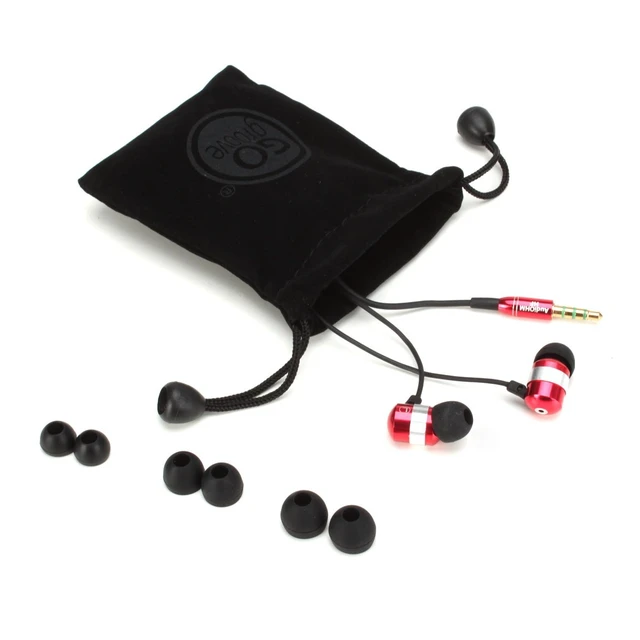 Alt view image 7 of 7 - AudiOHM HF Earbud Headphones with Mic, Deep Bass, & Comfortable Ear Gels (Red) in-Ear Earphones Featuring Noise Isolating Design, Durable Alloy Driver Housing, Ergonomic Angled Fit