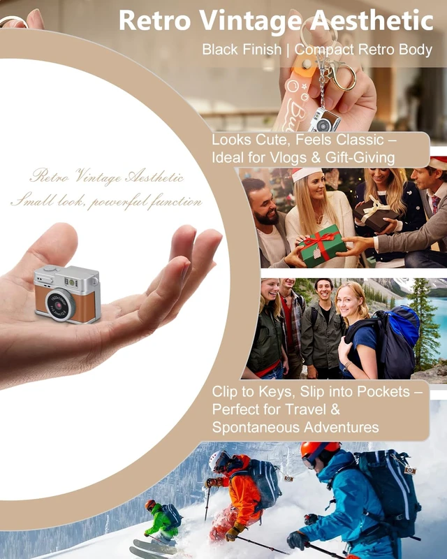 Alt view image 4 of 7 - Mini Keychain Digital Camera for Students: 1080P FHD Recording with 0.96" IPS Screen, AVI Format-Ideal for Travel/Study/Concerts - Suitable for Photography EnthusiastsBrown