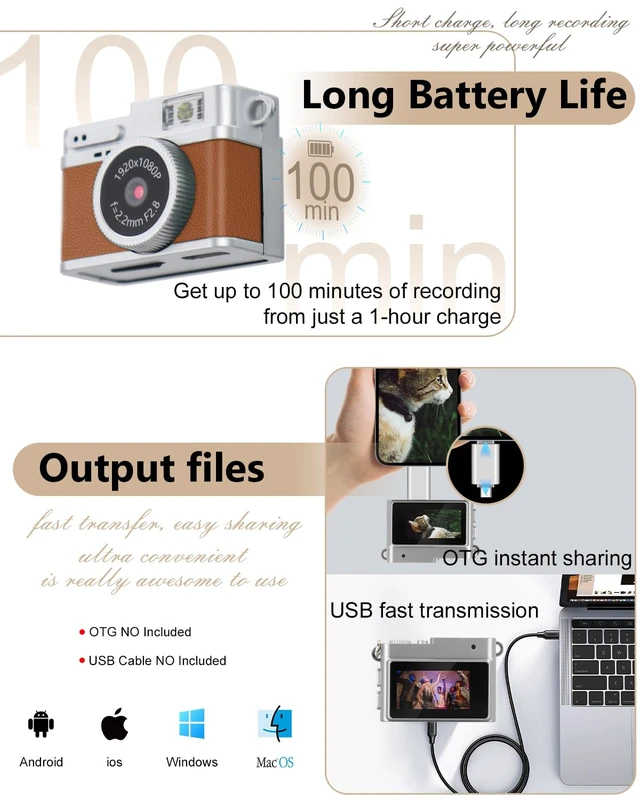 Alt view image 5 of 7 - Mini Keychain Digital Camera for Students: 1080P FHD Recording with 0.96" IPS Screen, AVI Format-Ideal for Travel/Study/Concerts - Suitable for Photography EnthusiastsBrown