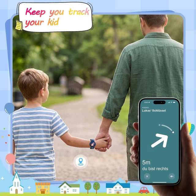 Alt view image 5 of 6 - 3D Cartoon Waterproof Bracelets Compatible with AirTag for Kids, 2 Packs Cute Silicone Holder Hidden Cover Compatible with AirTag, Lightweight GPS Tracker Holder Wristband for Child(Rocket Train)