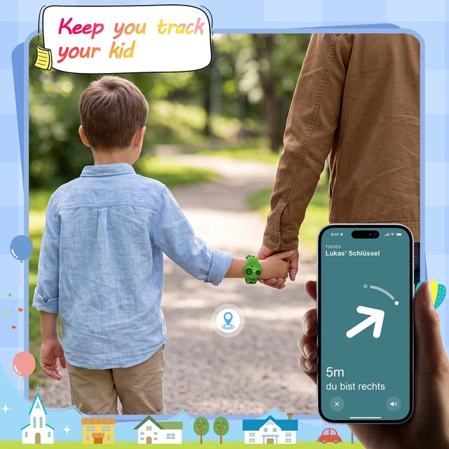 Alt view image 5 of 6 - 3D Cartoon Waterproof Bracelets Compatible with AirTag for Kids, 2 Packs Cute Silicone Holder Hidden Cover Compatible with AirTag, Lightweight GPS Tracker Holder Wristband for Child(Train Tractor)