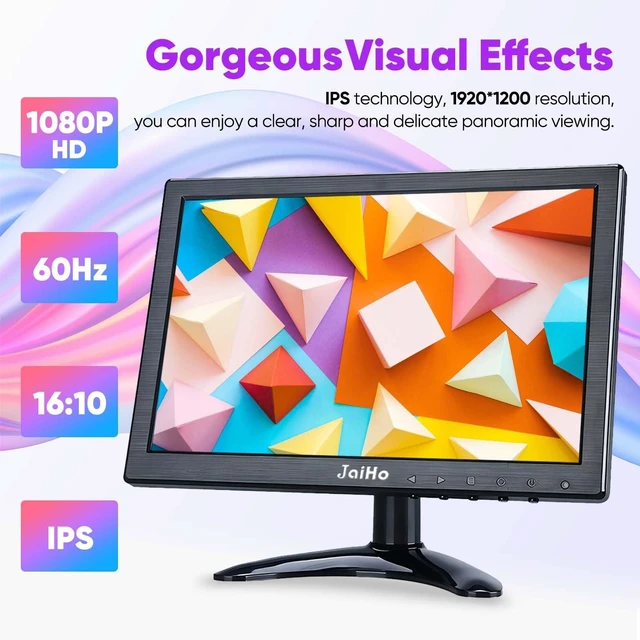 Alt view image 2 of 7 - 10.1 Inch Small IPS HDMI Monitor 1920x1200, for Desktop PC and Raspberry Pi Mirror flip for teleprompters; 16:10 screen, VGA BNC AV ports, metal housing, speakers, remote and USB media playback