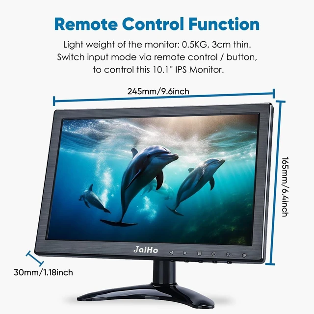 Alt view image 6 of 7 - 10.1 Inch Small IPS HDMI Monitor 1920x1200, for Desktop PC and Raspberry Pi Mirror flip for teleprompters; 16:10 screen, VGA BNC AV ports, metal housing, speakers, remote and USB media playback