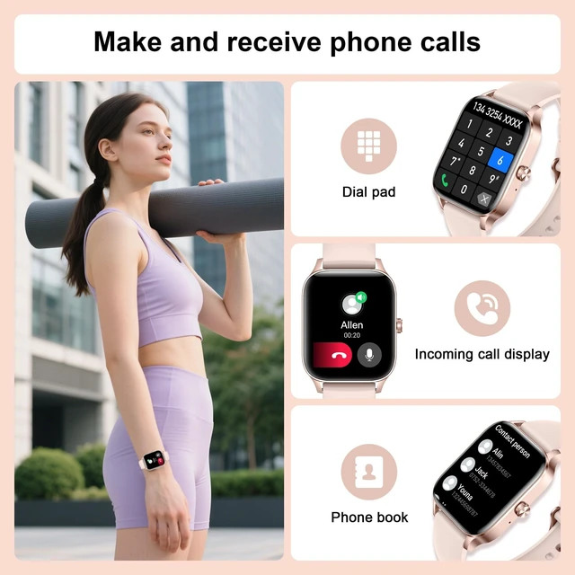 Alt view image 2 of 7 - Smart Watches for Women,1.85" Fitness Tracker Watch Answer/Make Call,IP68 Waterproof Fitness Watch with Sleep/Step/Heart Rate/SpO2 Monitor, 120+ Sport Modes Smartwatch for Android iOS