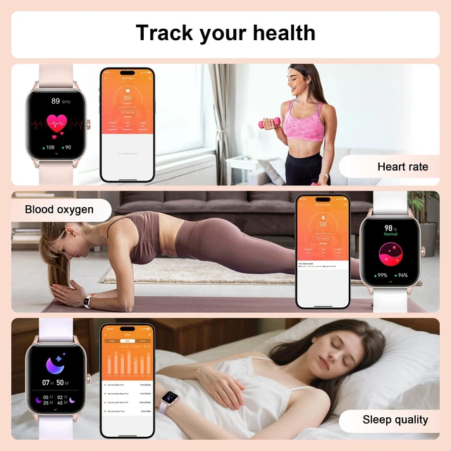 Alt view image 4 of 7 - Smart Watches for Women,1.85" Fitness Tracker Watch Answer/Make Call,IP68 Waterproof Fitness Watch with Sleep/Step/Heart Rate/SpO2 Monitor, 120+ Sport Modes Smartwatch for Android iOS