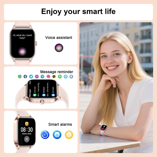 Alt view image 3 of 7 - Smart Watches for Women,1.85" Fitness Tracker Watch Answer/Make Call,IP68 Waterproof Fitness Watch with Sleep/Step/Heart Rate/SpO2 Monitor, 120+ Sport Modes Smartwatch for Android iOS
