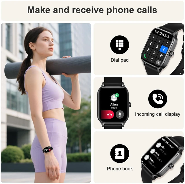 Alt view image 2 of 7 - Smart Watches for Women,1.85" Fitness Tracker Watch Answer/Make Call,IP68 Waterproof Fitness Watch with Sleep/Step/Heart Rate/SpO2 Monitor, 120+ Sport Modes Smartwatch for Android iOS
